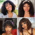 Short Curly Glueless Human Hair Wig with Bangs