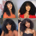 Short Curly Glueless Human Hair Wig with Bangs