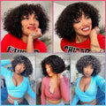 Short Curly Glueless Human Hair Wig with Bangs