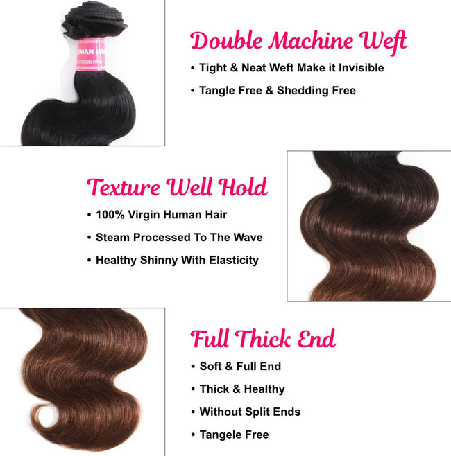 Chestnut Brown Ombre Body Wave Bundles
