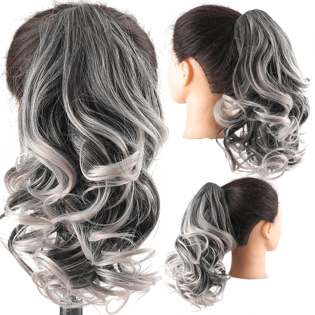 Short Ponytail Synthetic Curly Clip In Hair Extensions