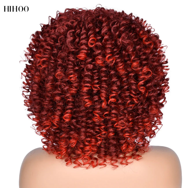 Short Afro Kinky Curly Wig With Bangs