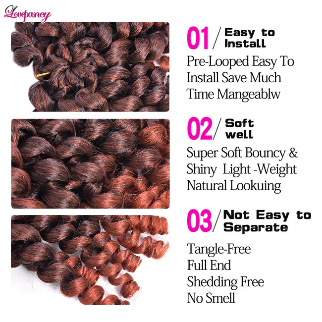 Curly Jumpy Wand Curl Jamaican Bounce Synthetic Braiding Hair Extensions