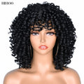 Short Afro Kinky Curly Wig With Bangs