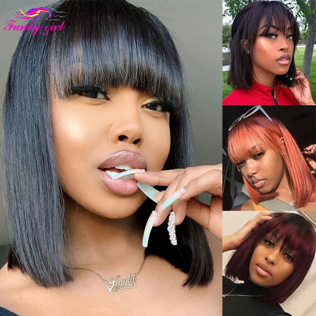Brazilian Remy Human Hair Bob Wig with Bangs