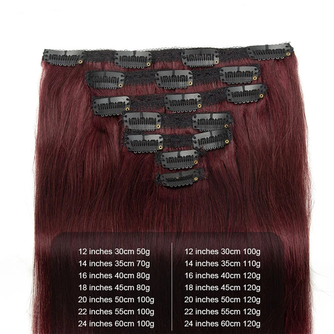 Brazilian Remy Straight Hair Clip Extensions