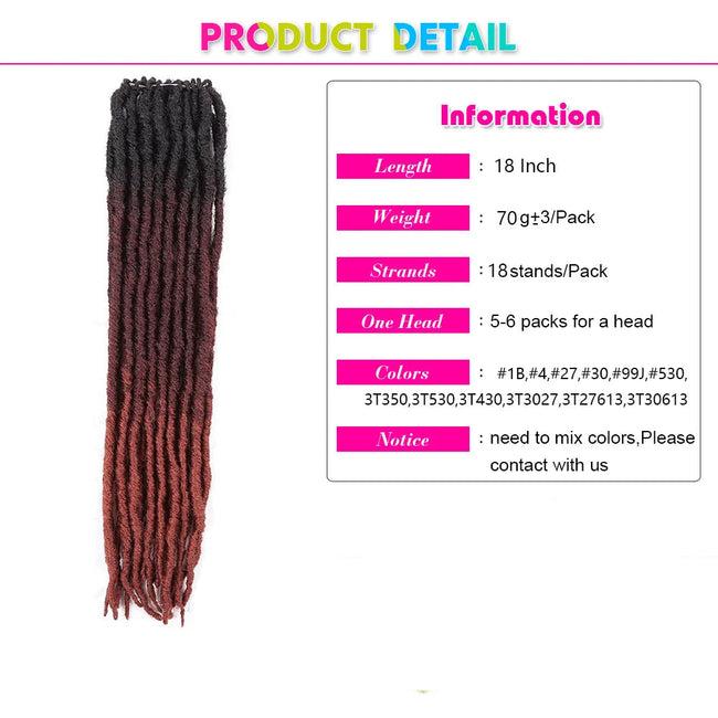 18"Synthetic Faux Locs Crochet Braid