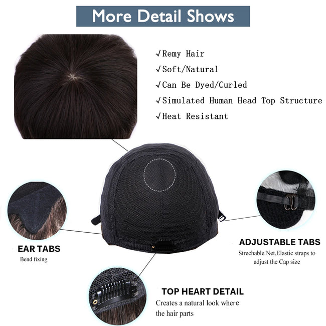 Brown Straight Human Hair Wig With Bangs