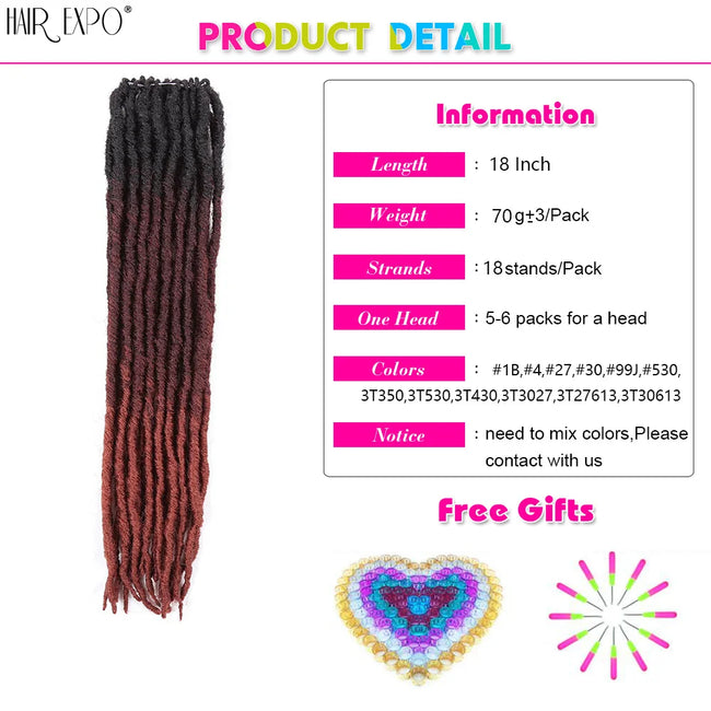 18"Synthetic Faux Locs Crochet Braids Hair Extensions