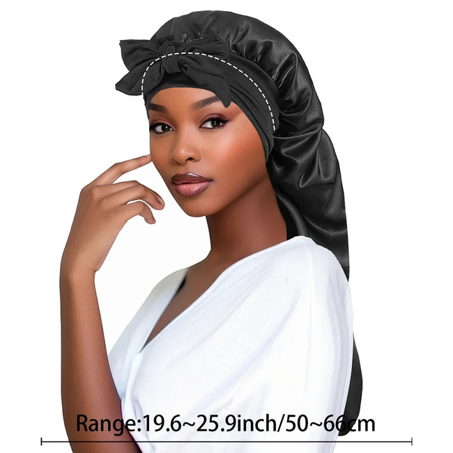 Women Satin Long Tail Hair Bonnets
