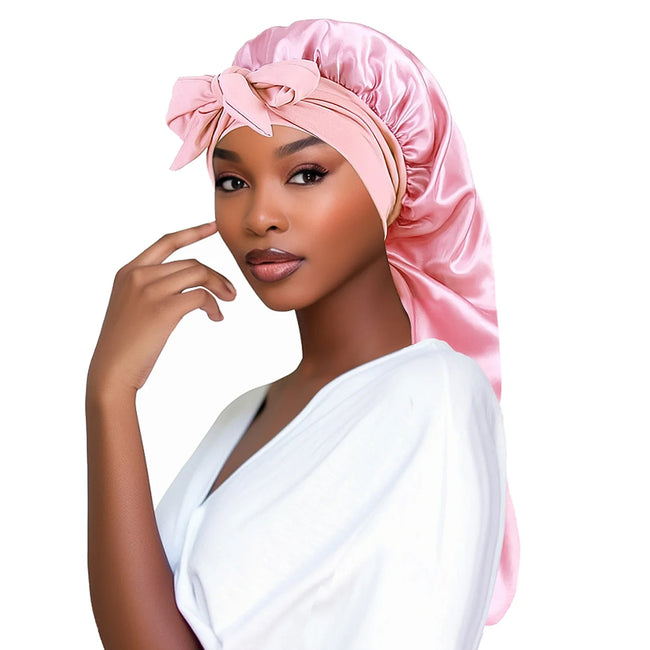 Women Satin Long Tail Hair Bonnets