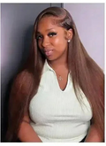 Chocolate Brown Straight Human Hair Wig