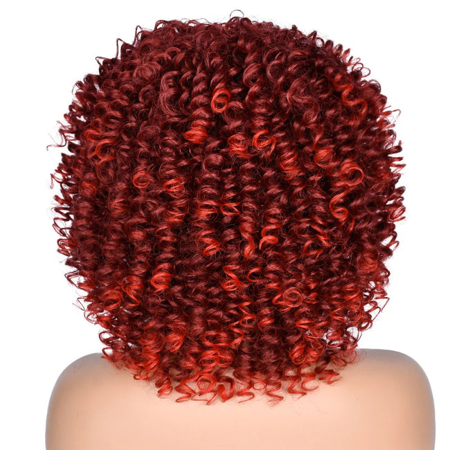 Short Afro Kinky Curly Wig With Bangs