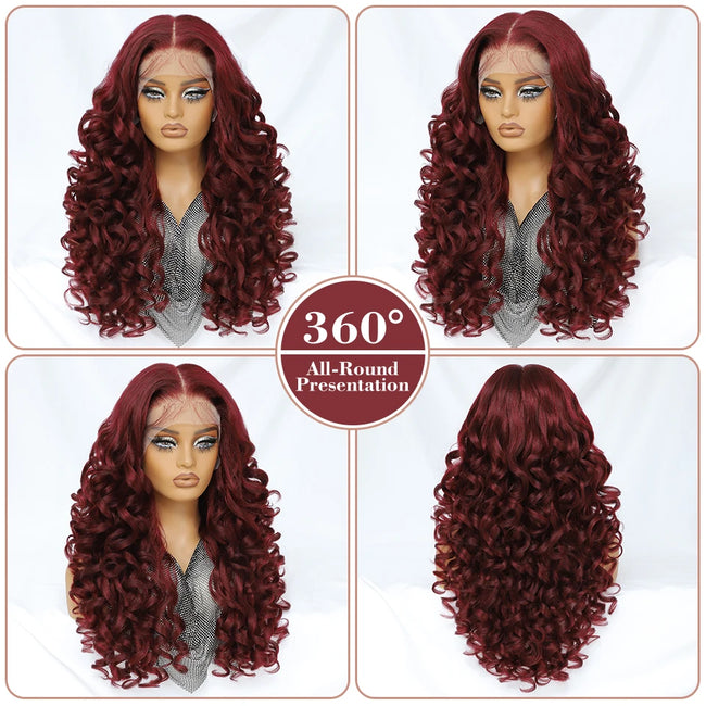 Synthetic Curly Lace Frontal Wigs With Bangs