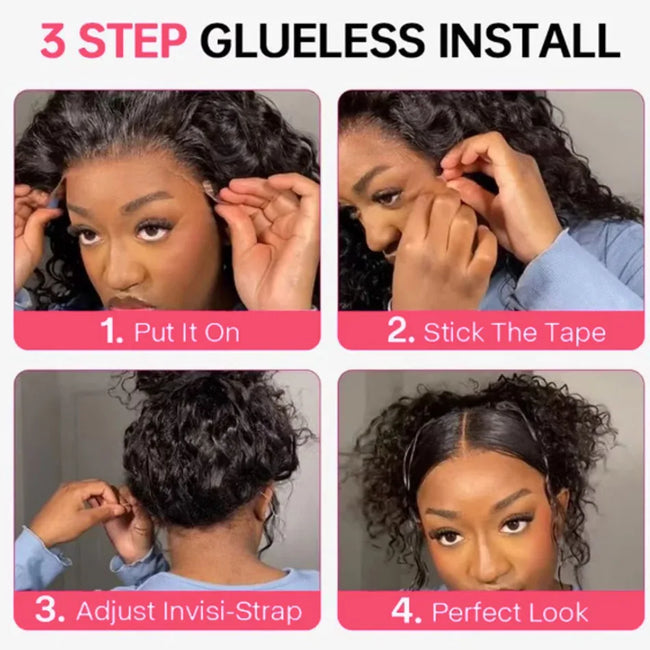 Deep Water Wave Human Hair Wig With Invisible Strap