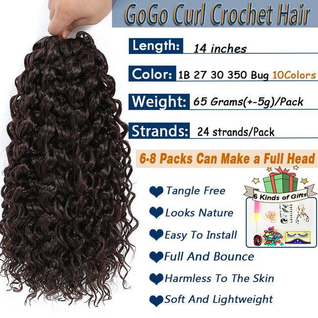 1-6 Packs GoGo Curl Crochet Hair