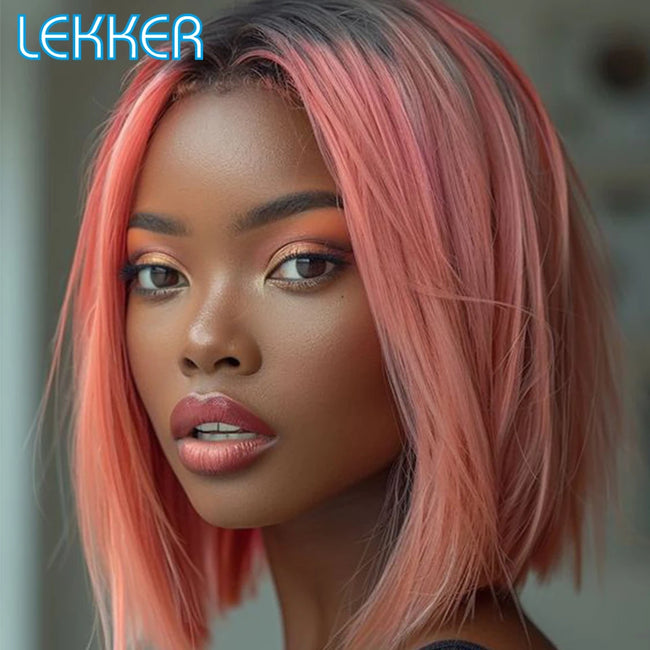 Highlight Brown Long Pixie Straight Bob
