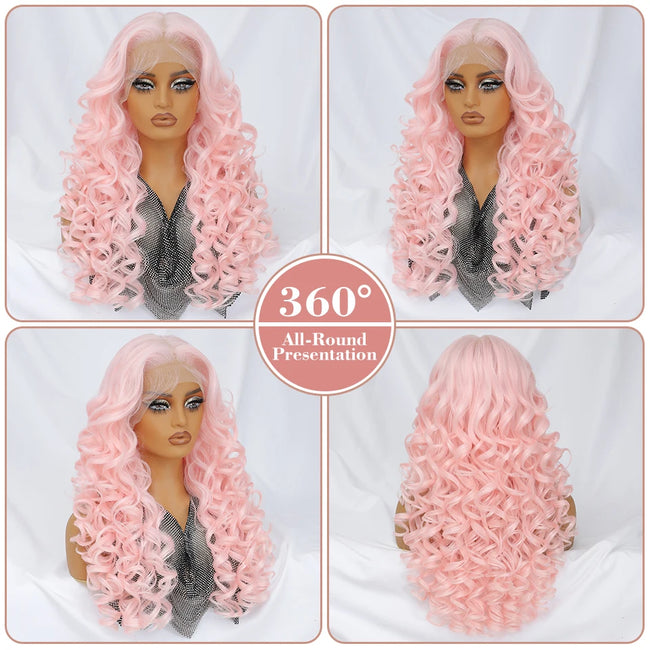 Synthetic Curly Lace Frontal Wigs With Bangs