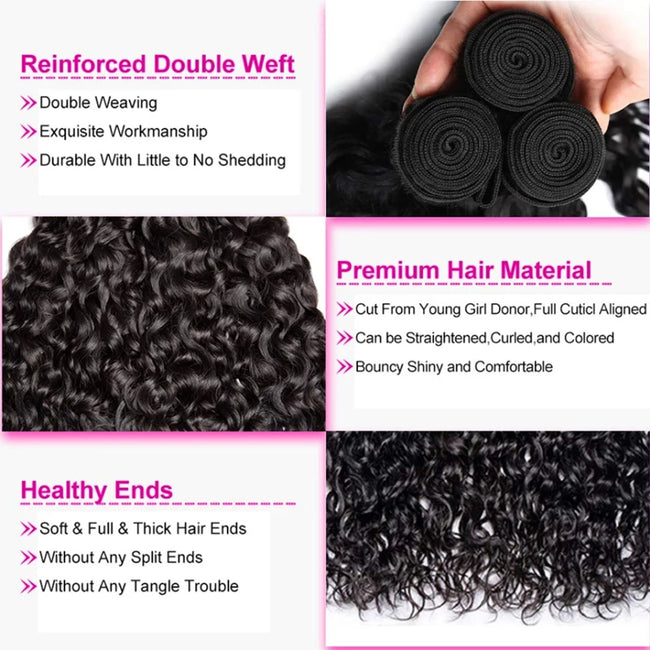 Peruvian Water Wave Bundle Human Hair Extensions