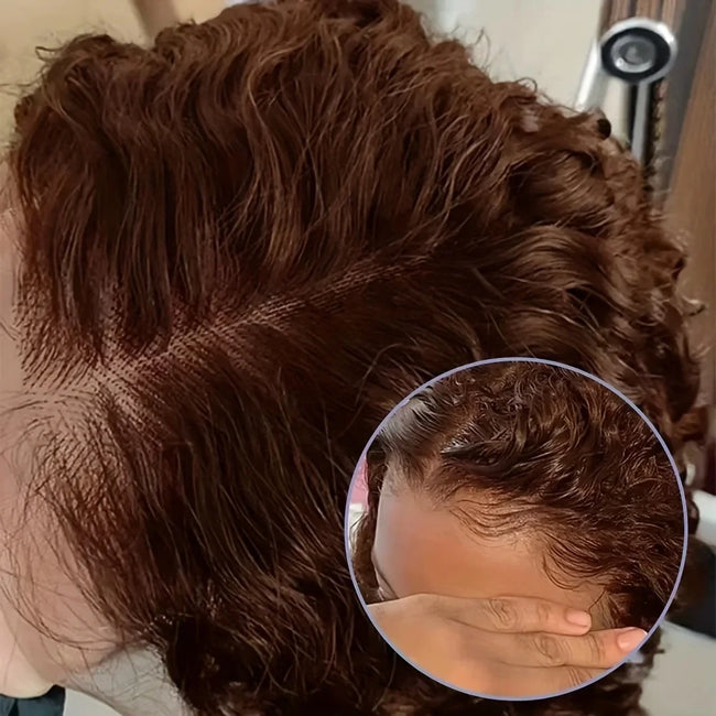 Chocolate Brown Curly Human Hair Wig
