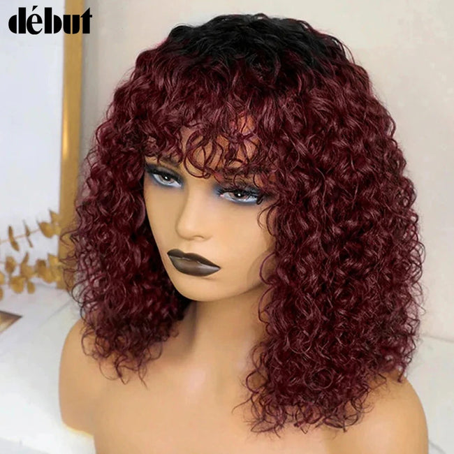 Jerry Curly Short Pixie Bob Cut Human Hair Wig With Bangs