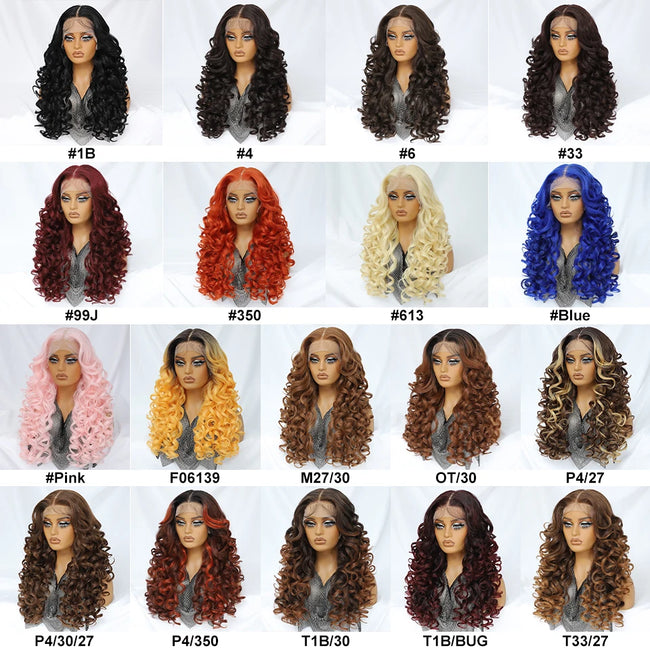 Synthetic Curly Lace Frontal Wigs With Bangs
