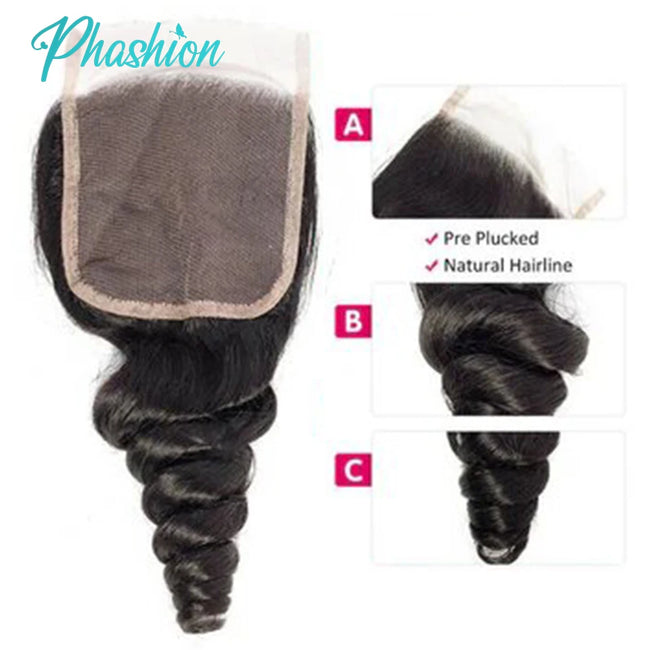 Loose Wave Lace Frontal Closure Brazilian Remy Human Hair