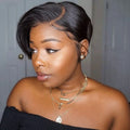 Burmese Hair Side Part Pixie Cut Straight Wig