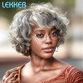 Short Silver Gray Curly Bob 100% Human Hair Wig