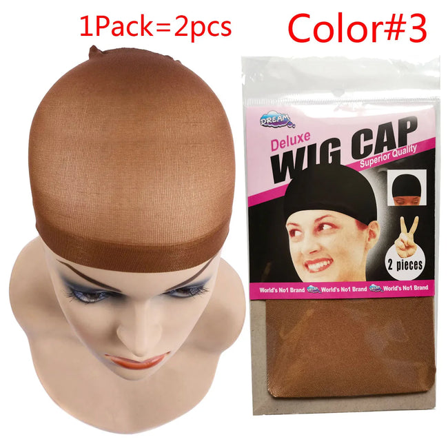 2Pcs Hair Cap Net Mesh For Weave Black Brown Stretch Mesh Wig Caps For Making Wigs Free Size Hairnets Caps