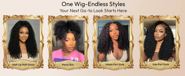 UNice Curly Human Hair Wig With Finger Coil Ends