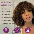 Ombre Water Wave Short Bob Wig With Bangs