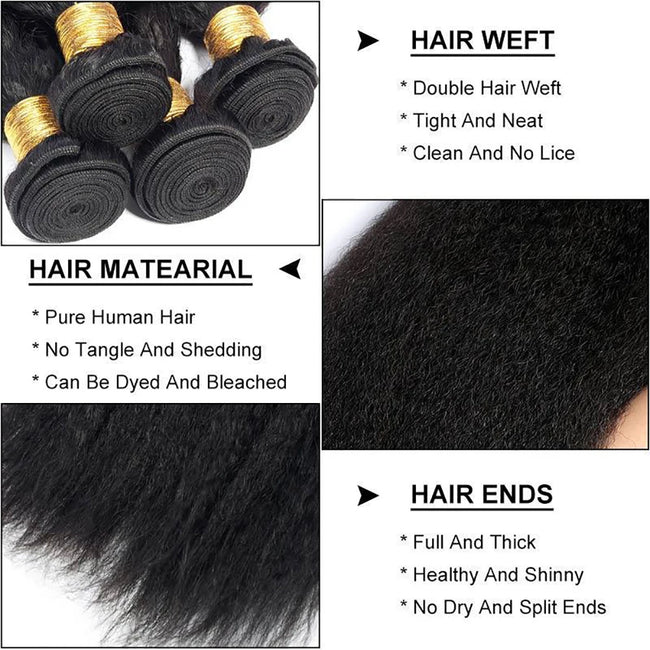 Brazilian Yaki Straight Human Hair Weave Bundles