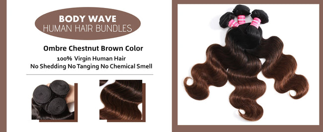 UNice Chestnut Brown Ombre Body Wave Bundles