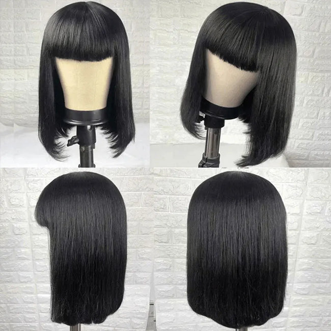 Brazilian Remy Human Hair Bob Wig with Bangs