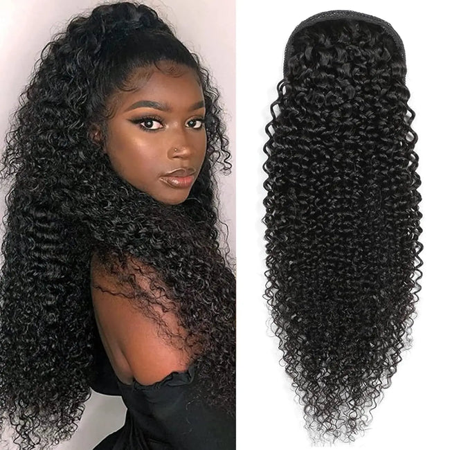 Curly Human Hair Drawstring Ponytail Extension