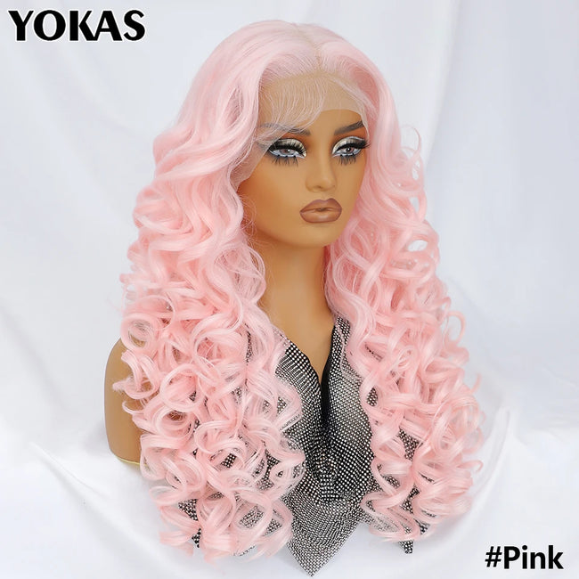 Synthetic Curly Lace Frontal Wigs With Bangs