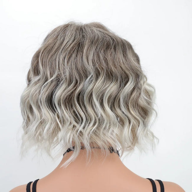 Synthetic Hair Wig Silver Gray Short Curly