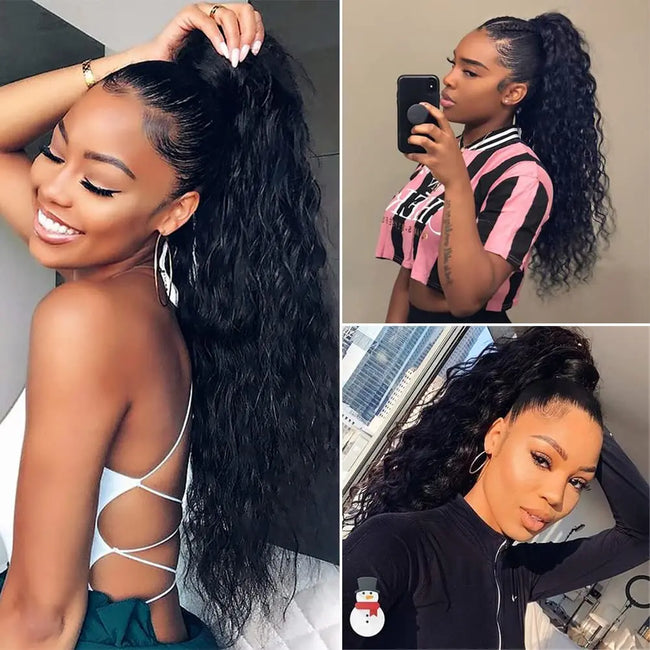 Curly Human Hair Drawstring Ponytail Extension
