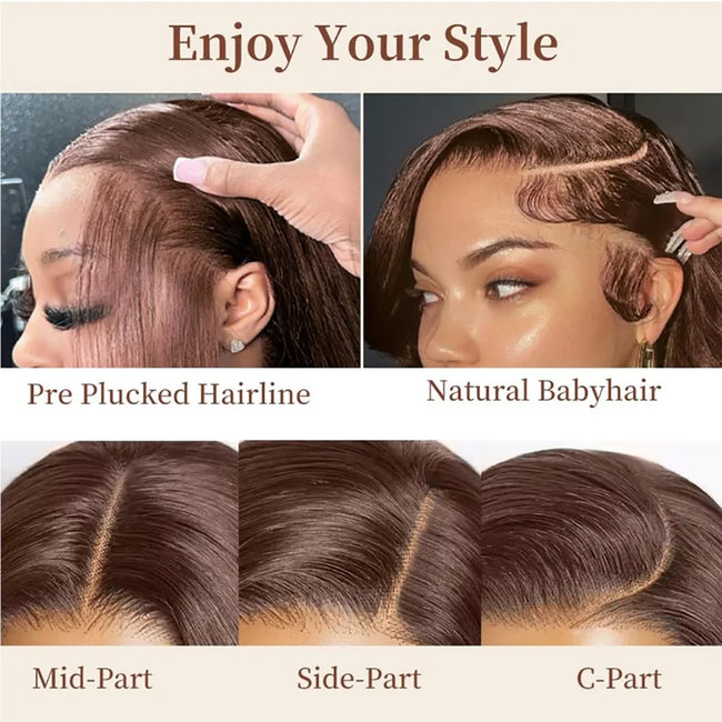 Chocolate Brown Straight Human Hair Wig