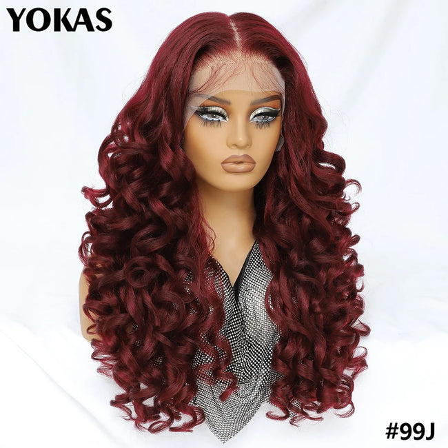 Synthetic Curly Lace Frontal Wigs With Bangs