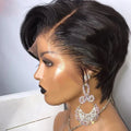 Burmese Hair Side Part Pixie Cut Straight Wig