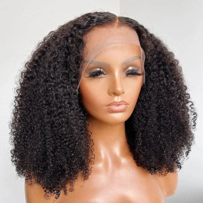 Soft Black Kinky Curly Lace Front Wig