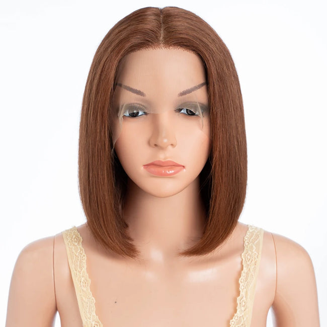 Highlight Brown Long Pixie Straight Bob