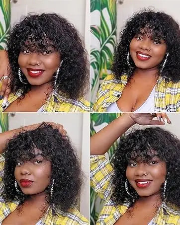 Ombre Water Wave Short Bob Wig With Bangs