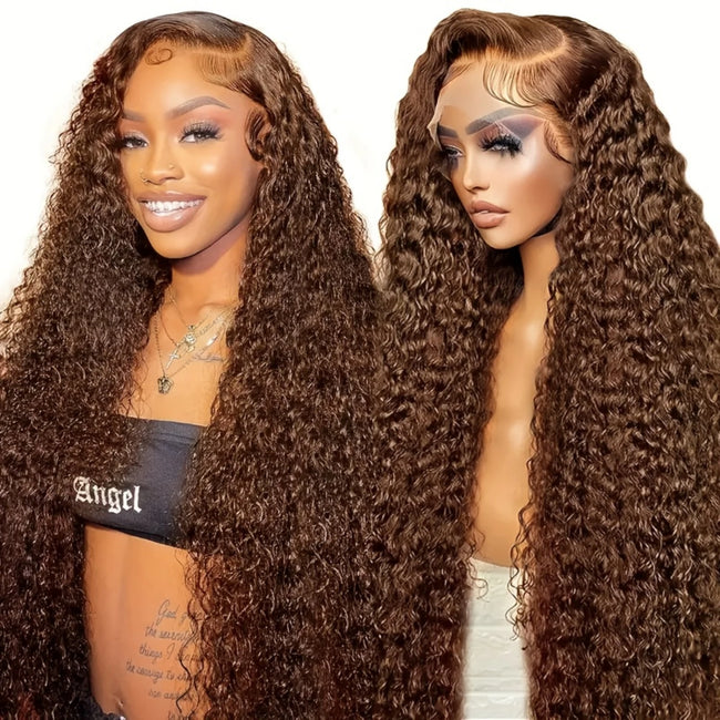 Chocolate Brown Curly Human Hair Wig