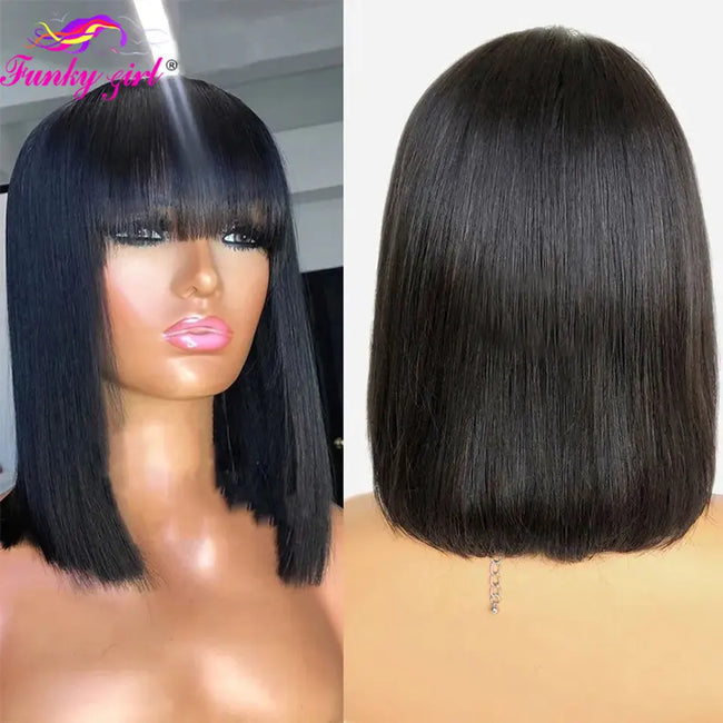 Brazilian Remy Human Hair Bob Wig with Bangs