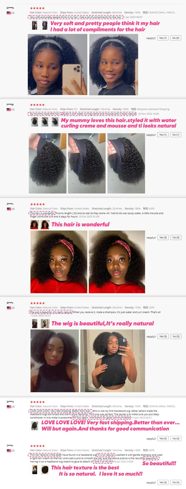 Afro Kinky Curly Human Hair Headband Wig
