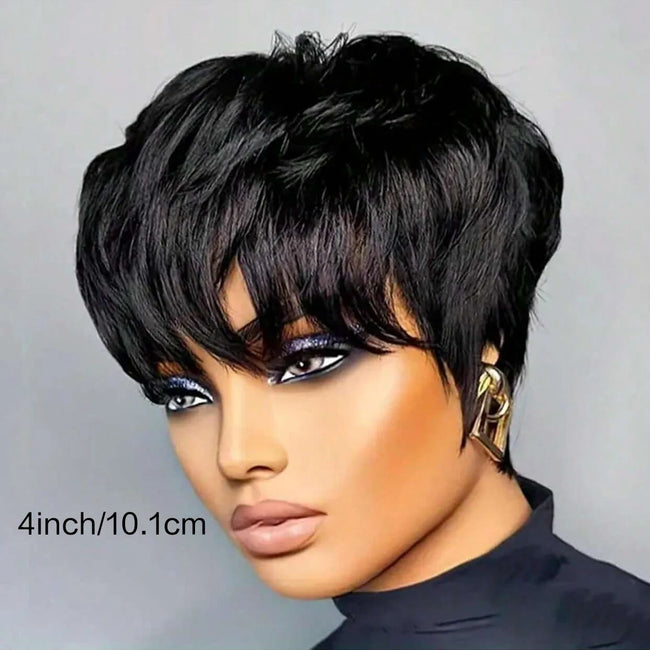 Short Bob Pixie Cut Wig With Bangs