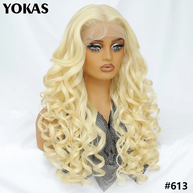 Synthetic Curly Lace Frontal Wigs With Bangs